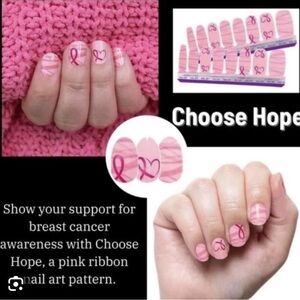 Color Street Pink Ribbon Press-On Nails - Light Pink with Dark Pink Accents